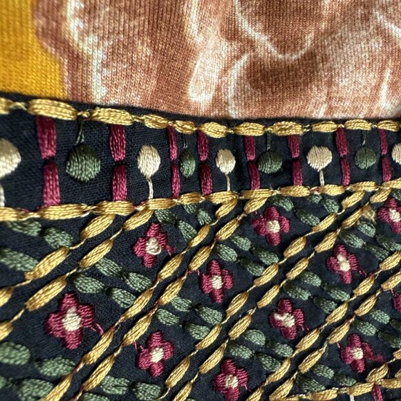 Soft Surroundings Women's Plus 1X Tunic Top Embroidered Mustard 3/4 Sleeve EUC - Picture 6 of 13